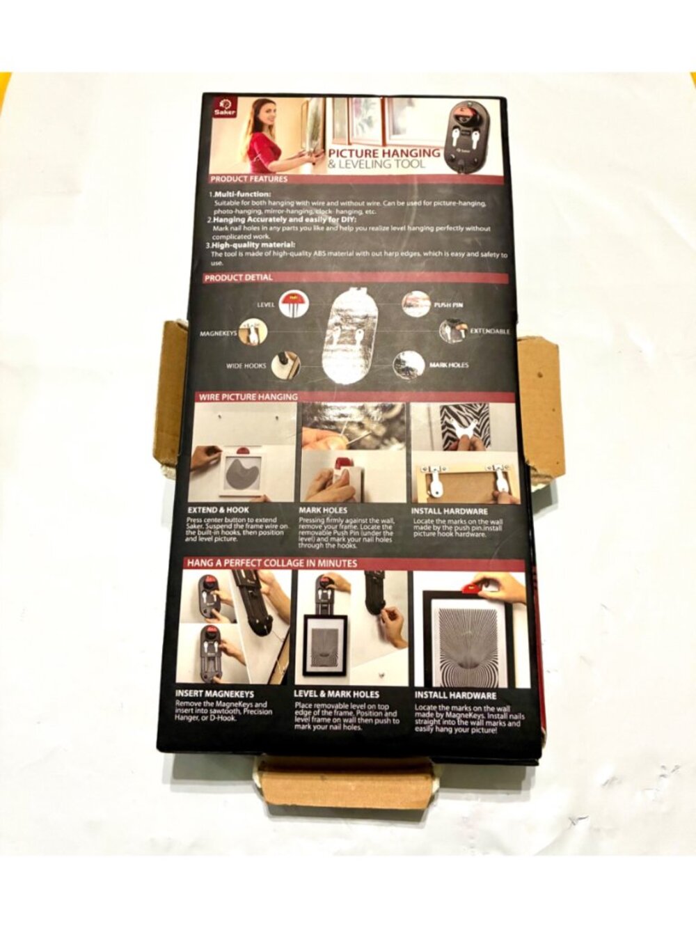 Saker Picture Hanging & Leveling Tool Multi-Function Frame Hanger Level Kit - Picture 2 of 4